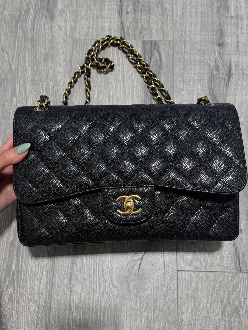 CHANEL Jumbo Black Caviar GHW